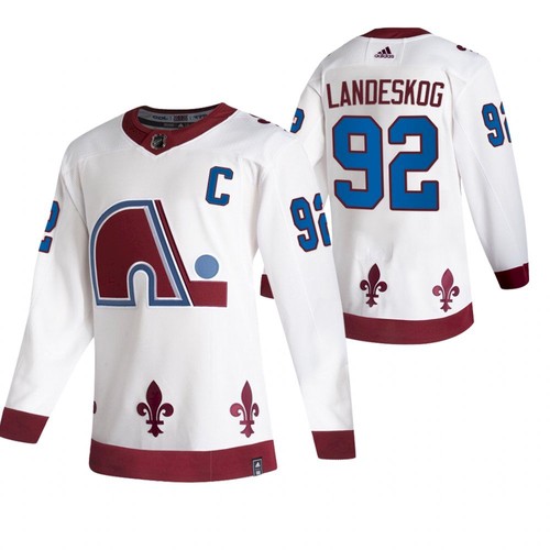 Men's Colorado Avalanche #92 Gabriel Landeskog 2020-21 White Reverse Retro Stitched Jersey